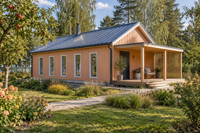 Каркасный дом «Персиковая галерея» 6×9 м