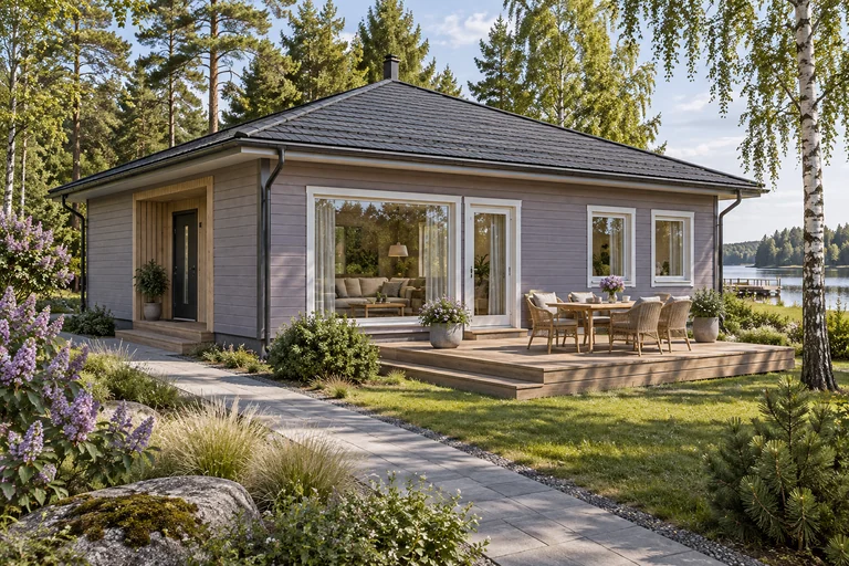Каркасный дом «Сиреневый штиль» 8×8 м