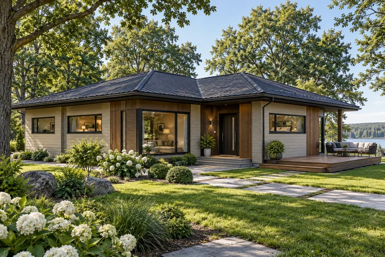 Каркасный дом «Тёплая геометрия» 8×10 м