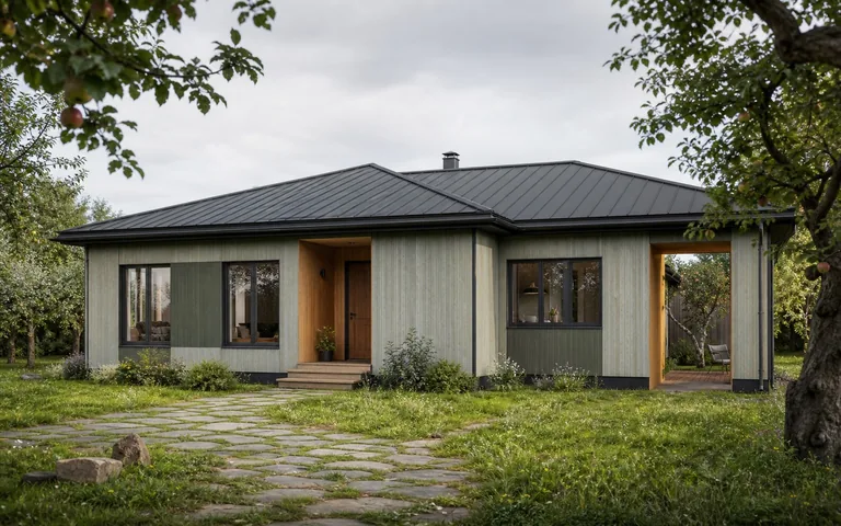 Каркасный дом «Тихий сад» 11×10 м