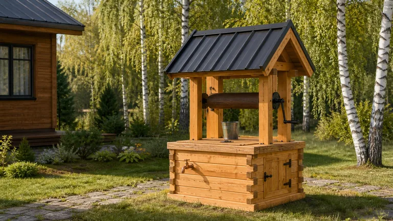 Колодец из профилированного бруса «Медовый ворот» 1,9×1,7 м